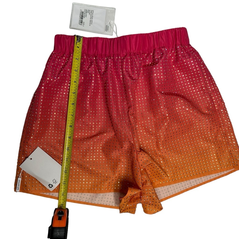 NWT Self Portrait Pink Ombré Crystal Embellished Hotfix Taffeta Shorts 2 - Picture 14 of 16